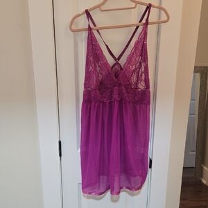 Lace Trim Purple Chemise
